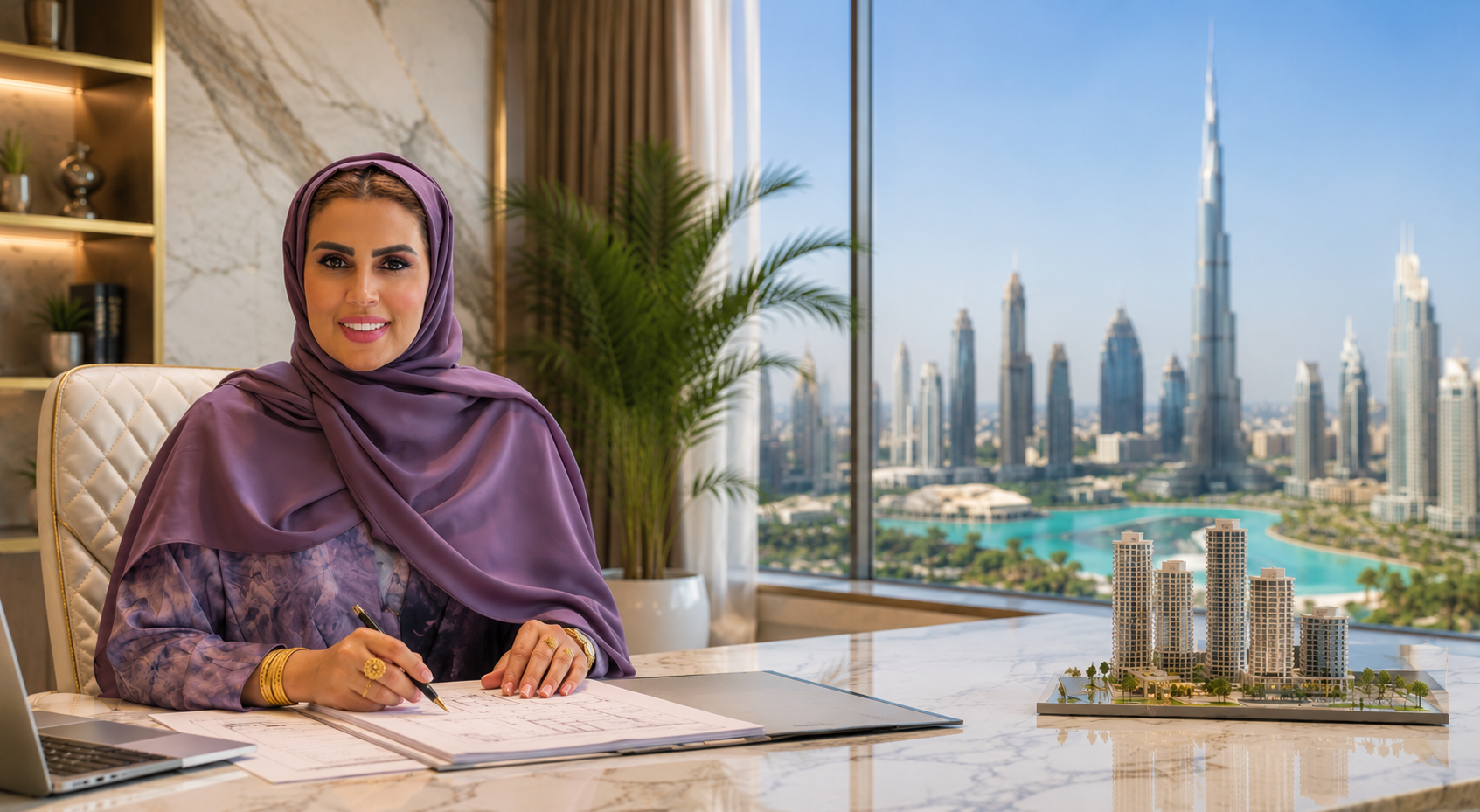 Dubai skyline at golden hour